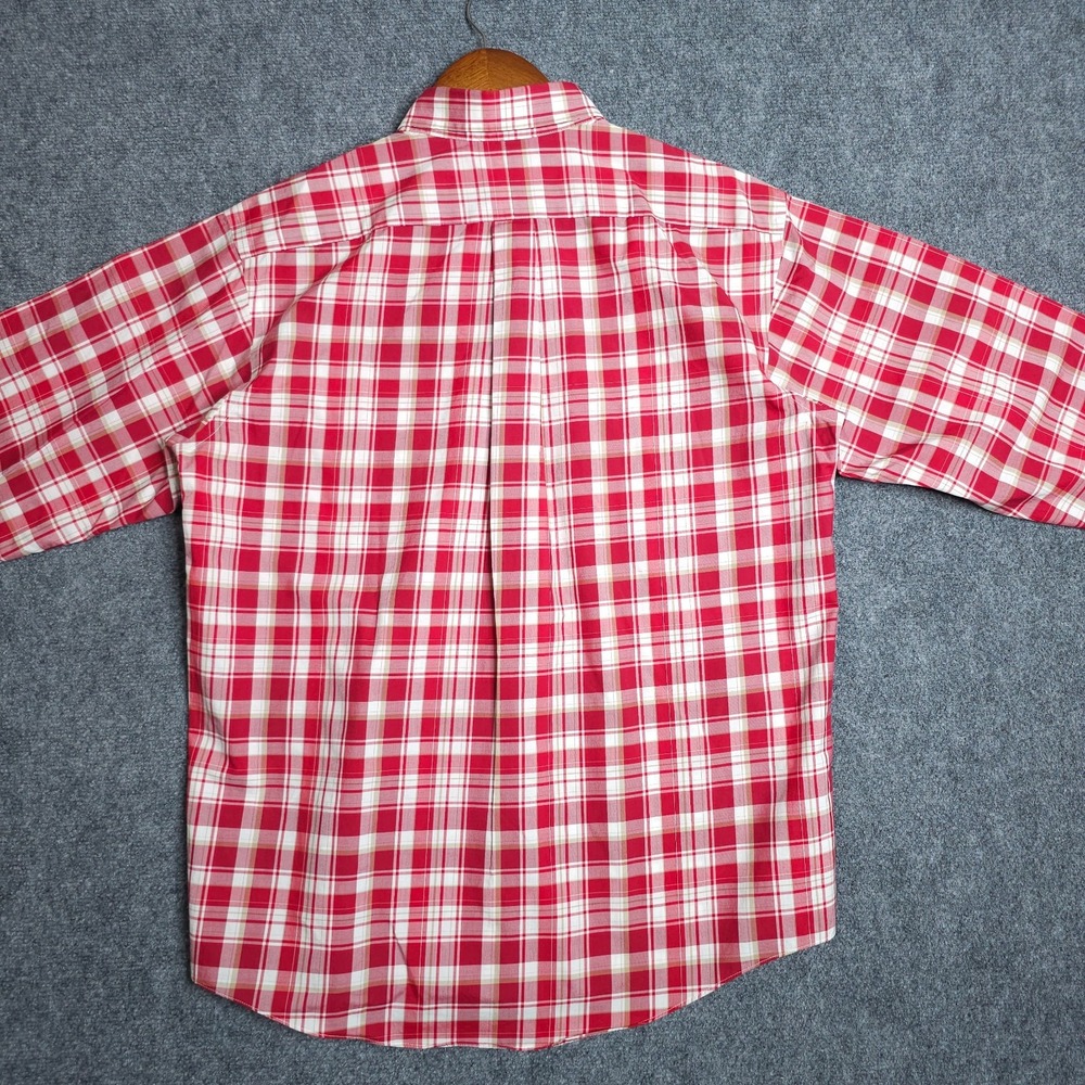 L.L. Bean Button Down Shirt Mens Medium Red Plaid Regular Fit Long Sleeve Preppy - Picture 5 of 8